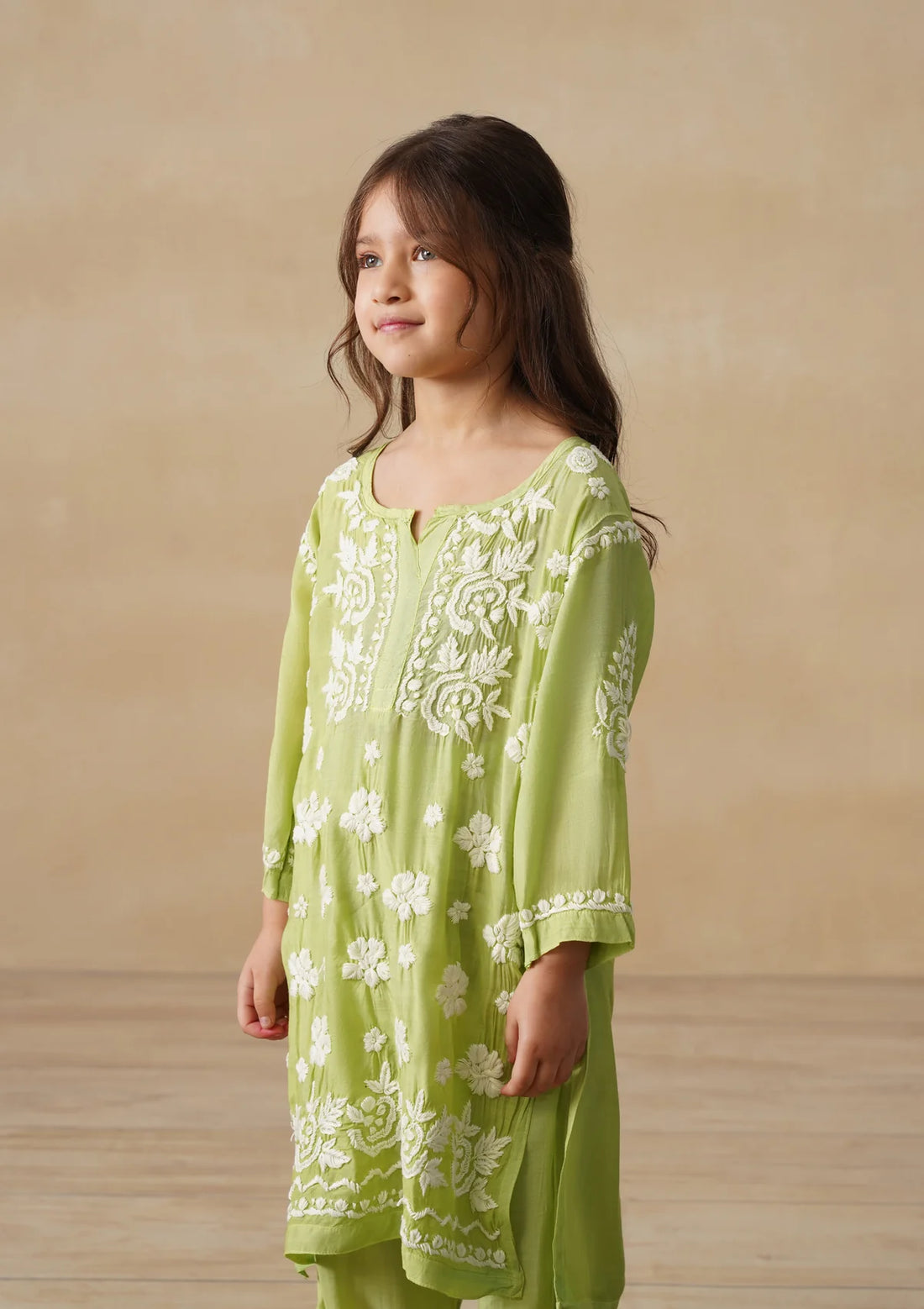 Chikankari Long Kurta Set Kidswear Set