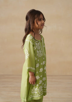 Chikankari Long Kurta Set Kidswear Set