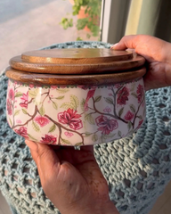 Handmade Bird Chintz Wooden Roti Box
