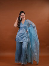 Azure Shimmer Sequin Sharara Set