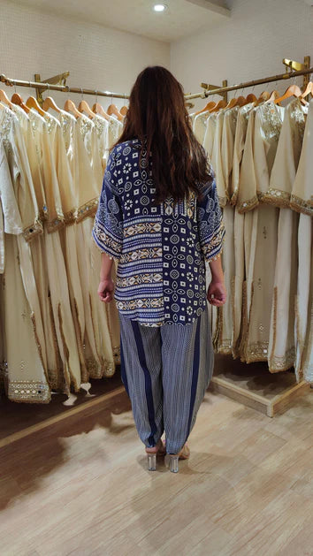 Blue Beige Kurta Pant Set