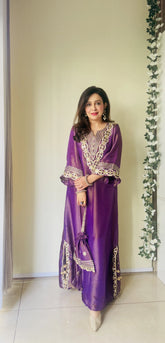 Elegant Purple Prism Tissue Kaftan Dress