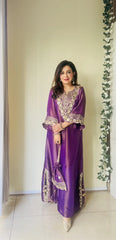 Purple Prism Tissue Dress with potli