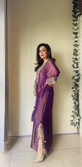 Elegant Purple Prism Tissue Kaftan Dress