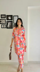 Vintage Rose Muslin Silk Co-Ord Set