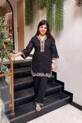 Zohal Schiffli Embroidered Co Ord Set