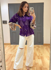 Heritage Bandhani Rabari Modal Satin Shirt