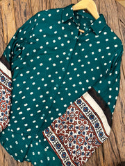 Green Modal Satin Bandhani Heritage Shirt