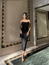 Black Lycra Corset Midi Dress