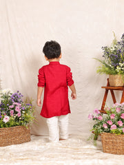 Red Malai Cotton Mirror Kurta Pajama