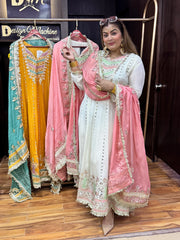 Adaa Anarkali Offwhite and Pink