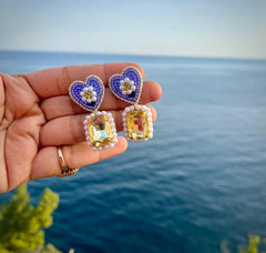Vibrant Blue Seed Glass Earrings
