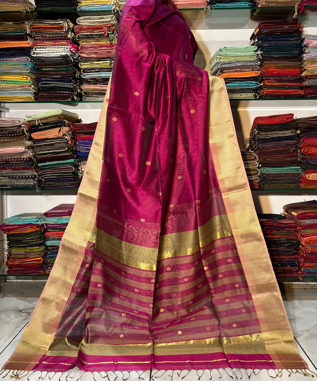 Nayantara Maheshwari Kali Border Buti Saree