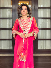 Purple Prism Tissue Dress with potli