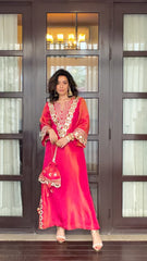 Purple Prism Tissue Dress with potli