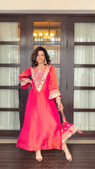 Purple Prism Tissue Dress with potli