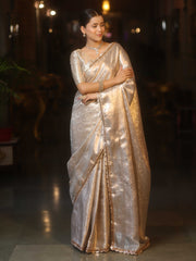 Silver Tissue Saree with Zari Lace