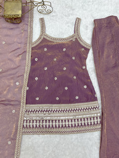 Mauve Royale Fendy Silk Sharara Set