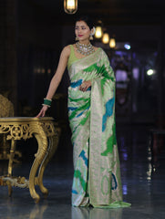 Green Mashru Silk Saree with Zari