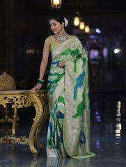 Green Mashru Silk Saree with Zari