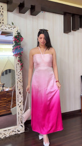 Soft Pink Satin Evening Dress
