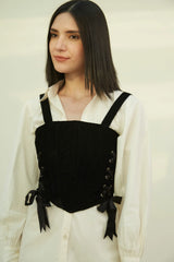 Velvet corset top with back tie