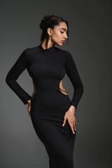 black maxi dress for evening wear