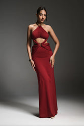 Red Chain Halter Dress