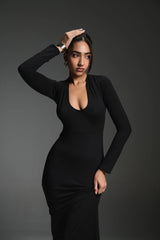 Chic black slip-on dress