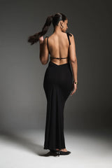 Black tie-strap dress for special occasions