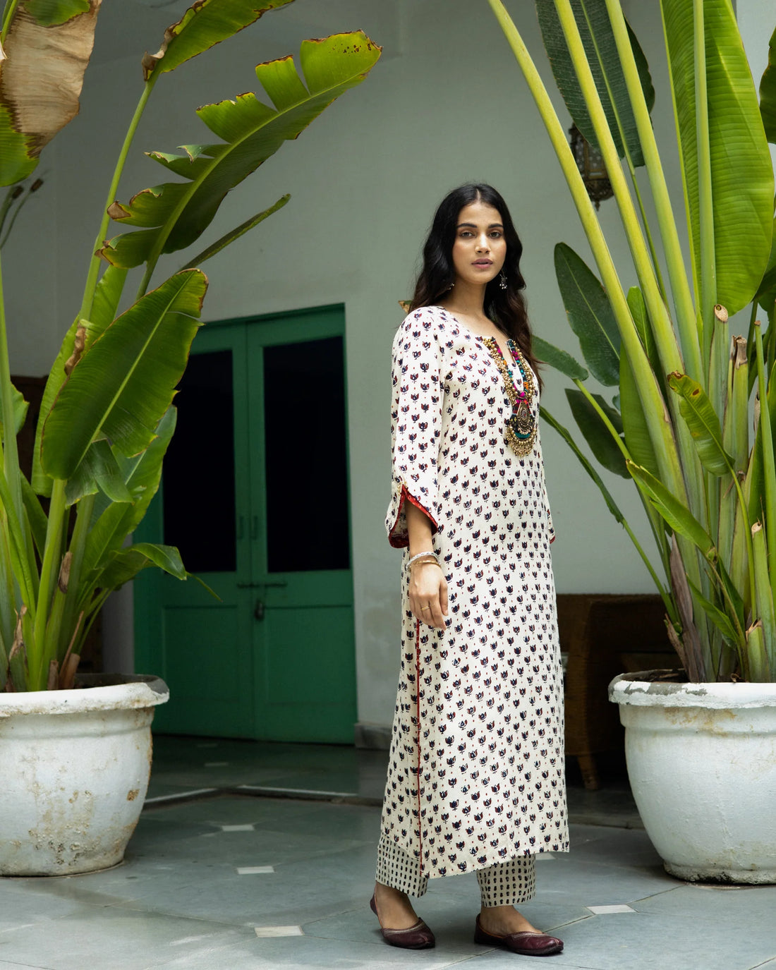 Jalaja Ajrakh Print Pure Cotton Kurta Set