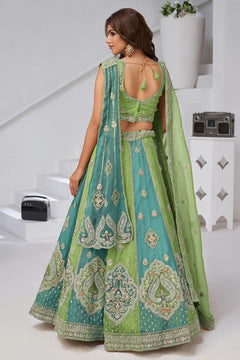 Ivory Georgette Tissue Embroidered Lehenga Choli