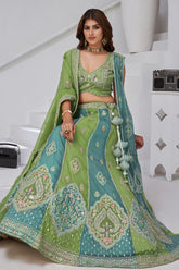 Ivory Georgette Tissue Embroidered Lehenga Choli