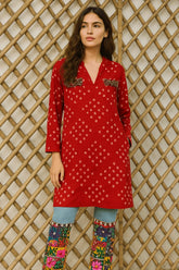 Bandhani Kurta with Jeans Fusion Set