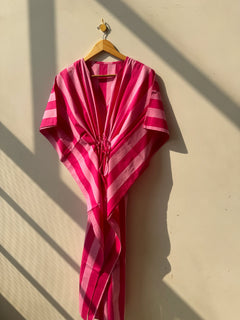 Sunset Pink Striped Long Kaftan Dress