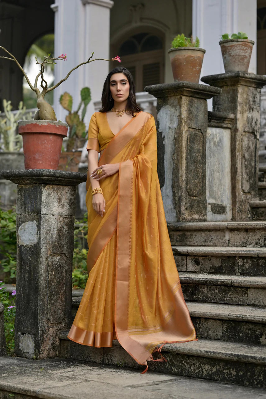 Kalakriti Cotton Silk Yellow Saree