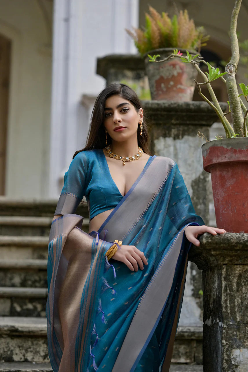 Kalakriti Cotton Silk Yellow Saree