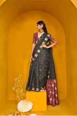 Kamal Chaap Banarasi Silk Black Saree