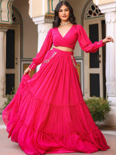 Pink Georgette Handwork Lehenga Set