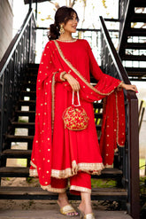 Lavanya Red Anarkali Suit Set