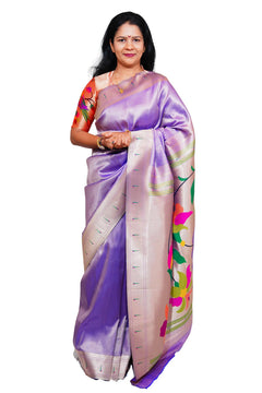 Lotus Soft Silk Paithani Saree with Multicolor Pallu