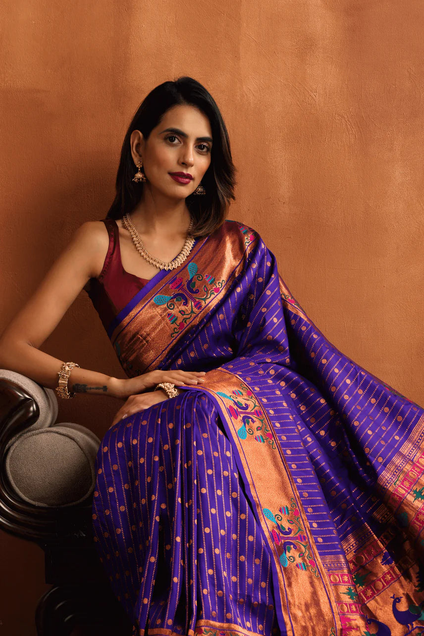 Lavish Violet Paithani Saree