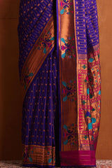 violet paithani saree