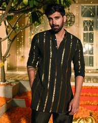 Lurex Black Knitted Kurta