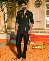 Lurex Black Knitted Kurta
