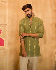 Lurex Olive Green Knitted Kurta