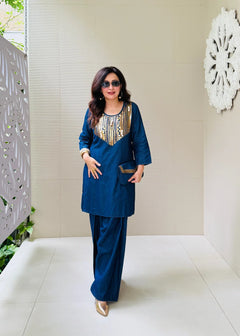Denim Luxury Cord set with matching Purse