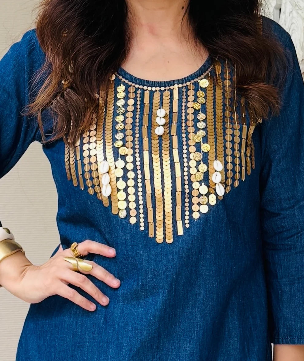 Denim Luxury Cord set with matching Purse