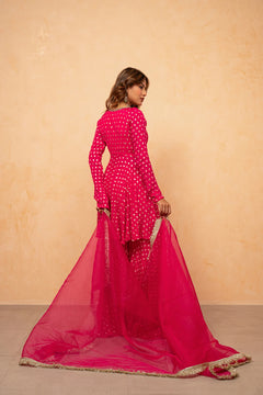 Rani Noor Golden Butti Sharara Set with Organza Dupatta