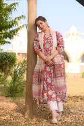 Red Pure Cotton Suit Set